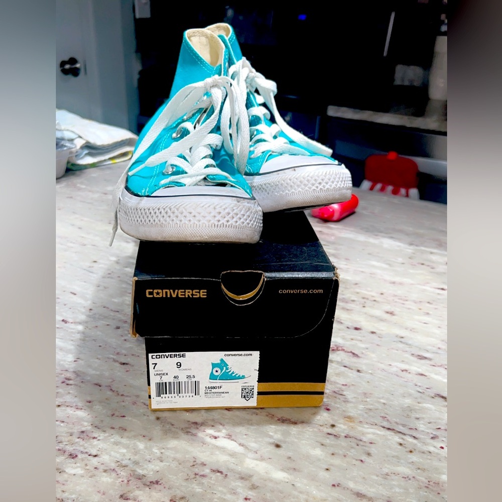 Teal converse with box